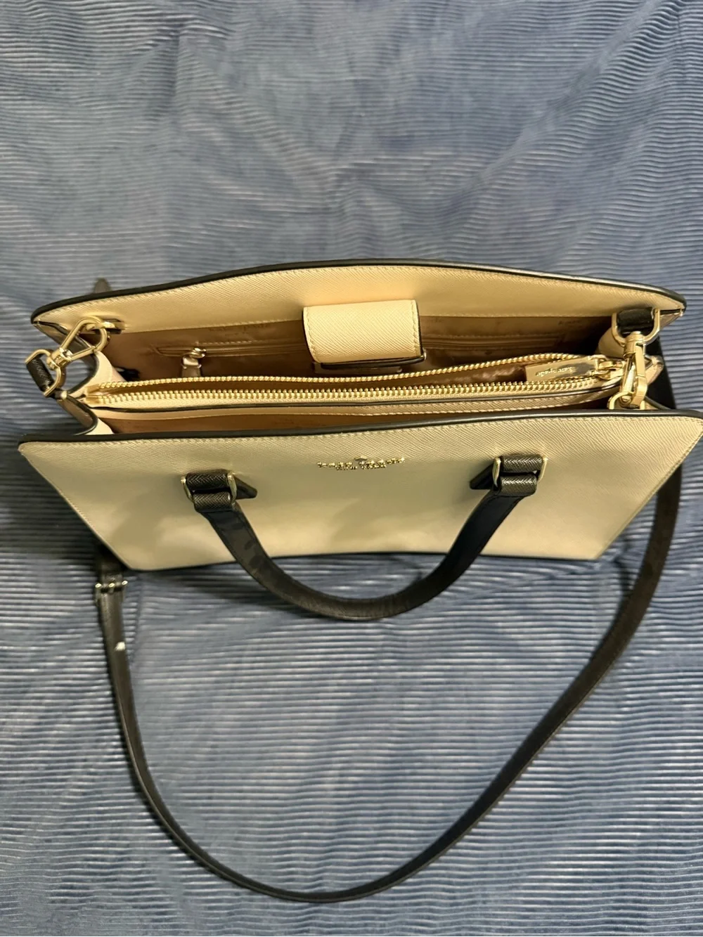 kate spade Two-Tone Cream and Black Satchel with Detachable Strap